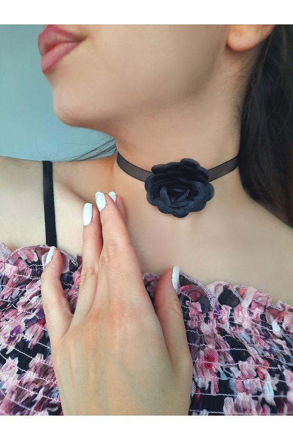 Cey s fashion Black Rose Choker Necklace Flower Necklace Trendyol