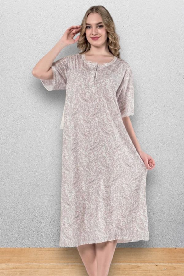 Nitesheys Short Sleeve 100 Cotton Combed Throw Plus Size Mother s Nightgown Hospital Pregnant and Maternity Nightgown Trendyol