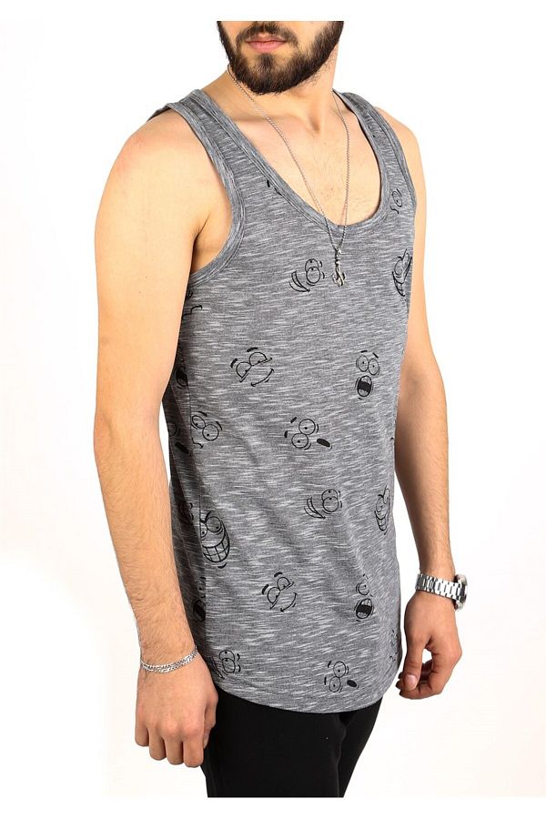 Madmext-Schwarzes Tanktop mit Emoji-Aufdruck 2329 1