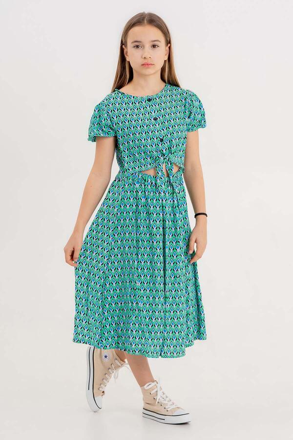 TRENDYOL Damen Kleid Grün Gemustert - Business Casual Skater Dress