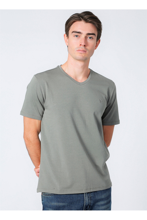 Fabrika-Ανδρικό μπλουζάκι Basic Modal Khaki Romeo-v 1
