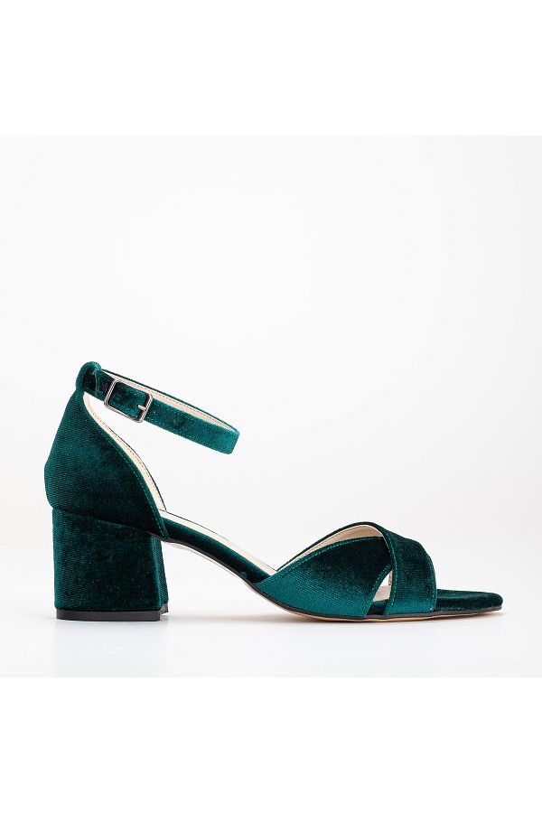 Green velvet sandals hot sale