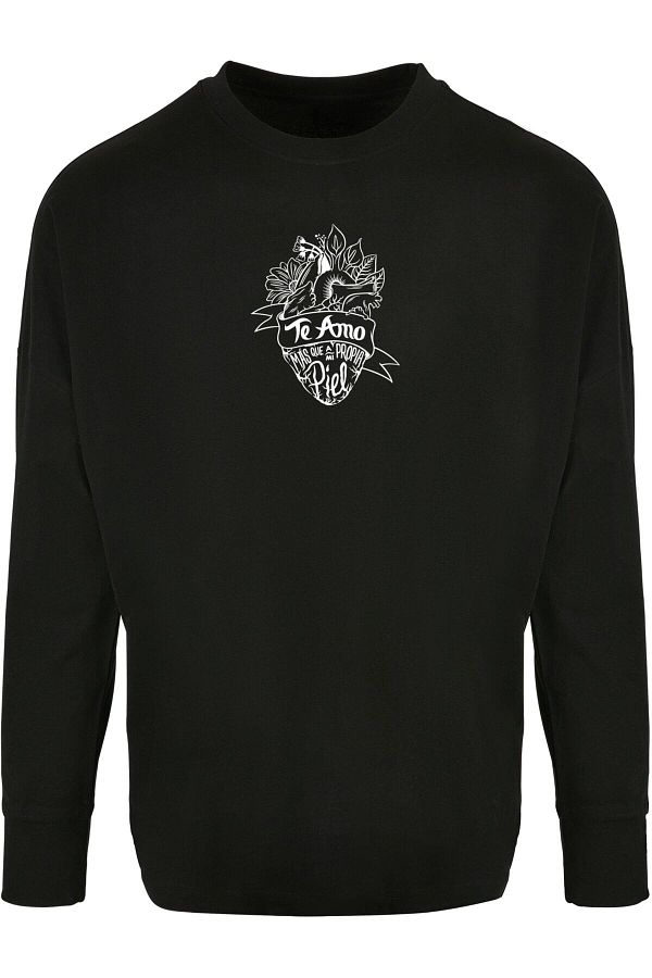 Merchcode-Herren Ladies Frida Kahlo - Te amo outline Oversized Cut On Sleeve Longsleeve 1
