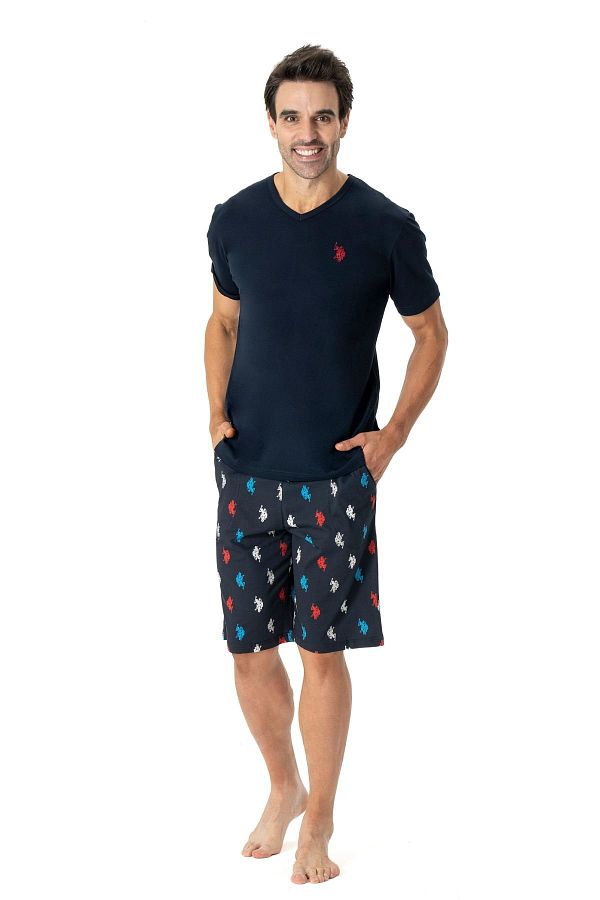 U.S. Polo Assn. U.S. Polo Assn18770 Men s V Neck Short Sleeve Shorts Pajama Set Trendyol