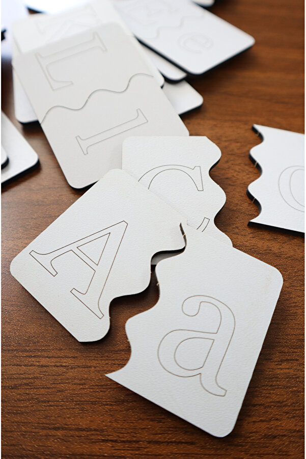 kutuTR Ahşap Alfabe Kartları Büyük-Küçük Harf Eşleştirme Kartları