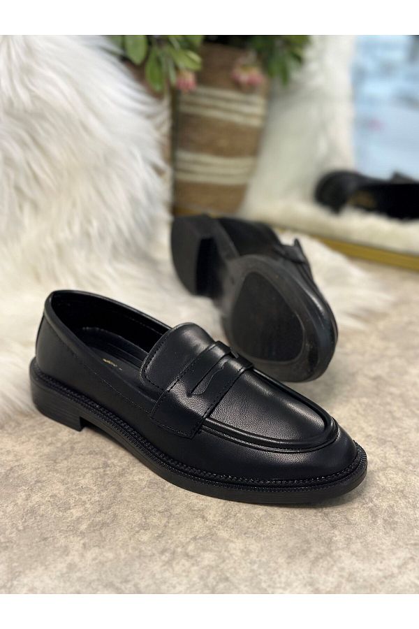 Nstil-Mocasini negri - Mocasini cu varf oval cu lant cu model clasic 130 1
