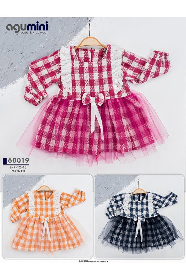 AGUMİNİ BABY Kareli BeBek Elbisesi