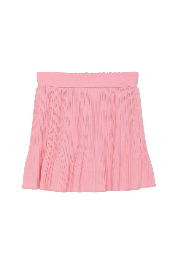 Quzu Pleat Detailed Elastic Waist Mini Skirt Pink Trendyol