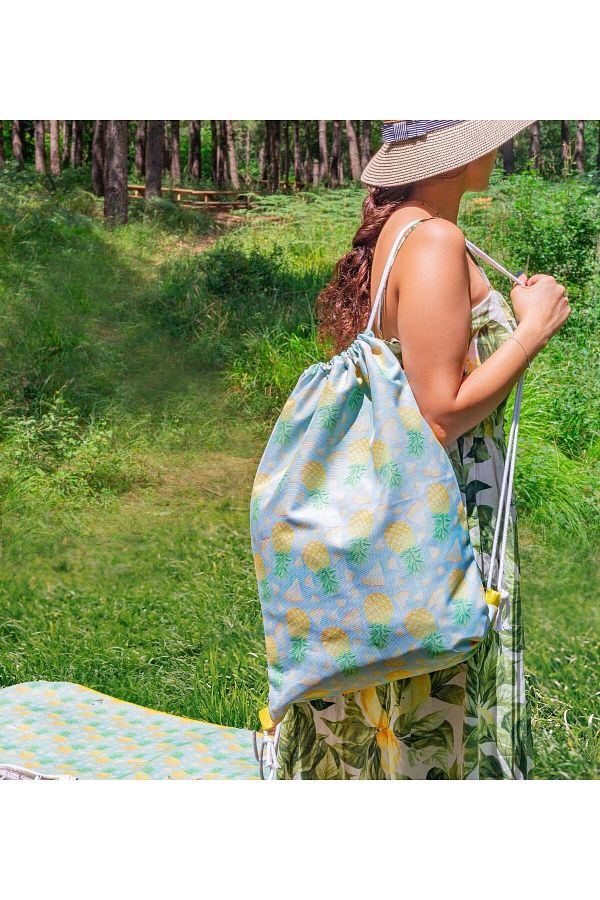 Old Village Concept Women s Drawstring Backpack Pineapple Patterned Waterproof Fabric Bag Trendyol