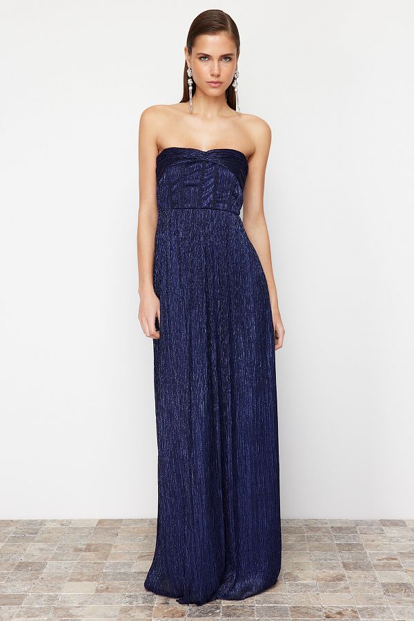 Trendyol Collection-Saks Farbenfrohes A-Cut-Abendkleid aus Strick - Abschlusskleid TPRSS24AE00044 1
