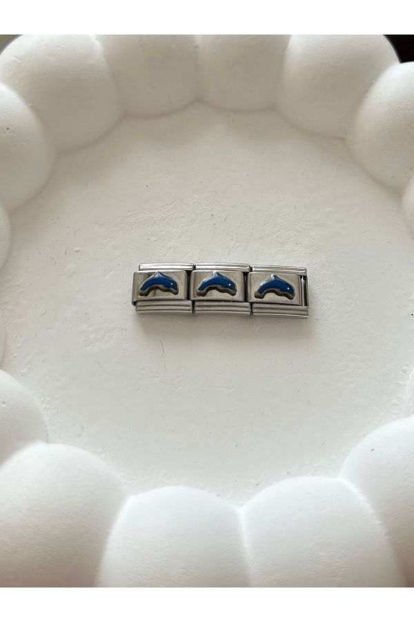 NV Jewellery Steel Italian Charm Dolphin Fish Nomination Charm Silver Trendyol