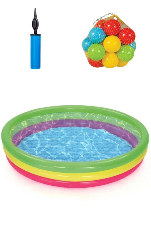 Mashotrend Havuz 51103 3 Boğumlu Şişme Havuz 152 X 30 CM + 10 TOP + POMPA - Çocuk Havuzu