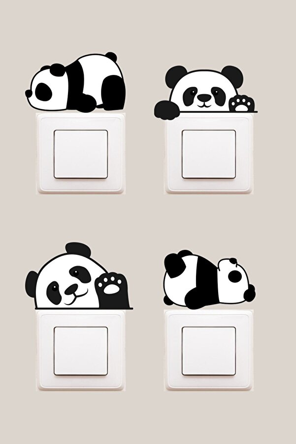 KanvasSepeti Panda Dekoratif Priz Sticker Seti