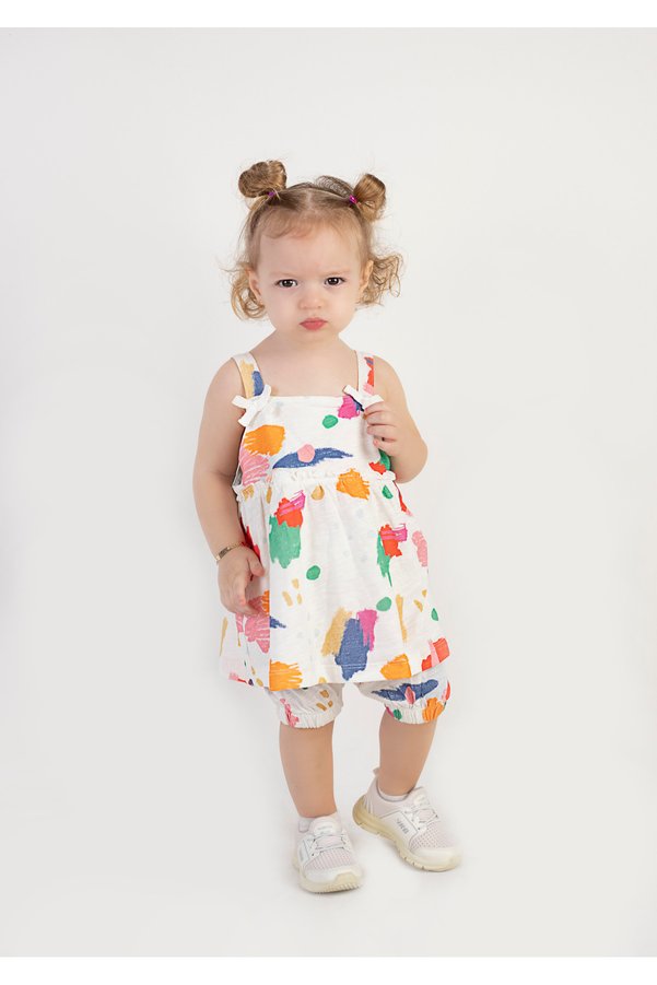 HARİKA KİDS Baby Girl Tunic Model Top and Bottom Set with Shorts
