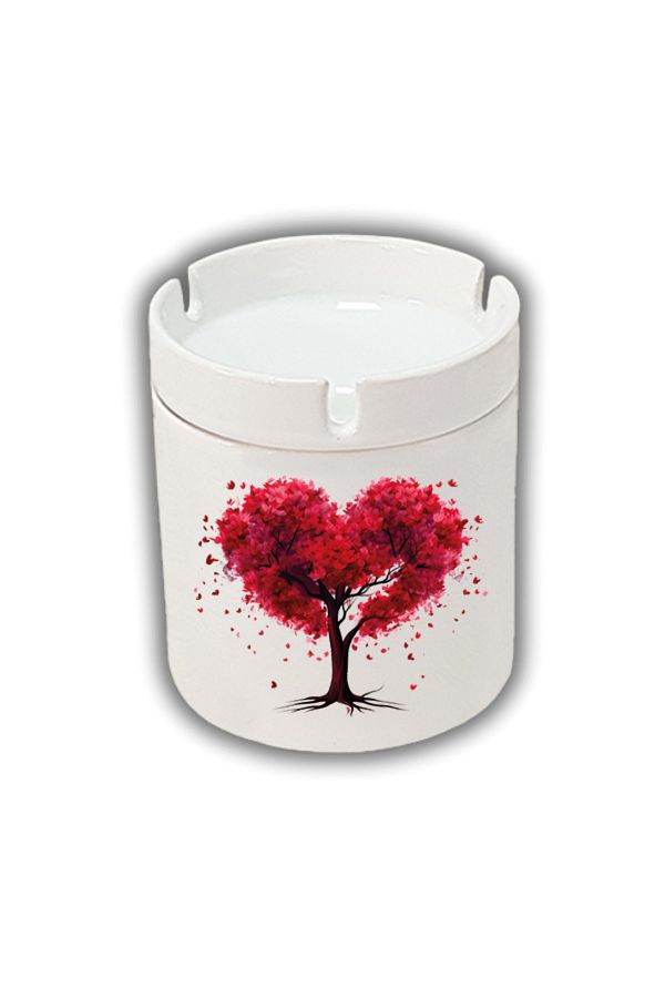 lili hediyelik-Heart Shaped Tree Printed Ashtray Ash Tray 1