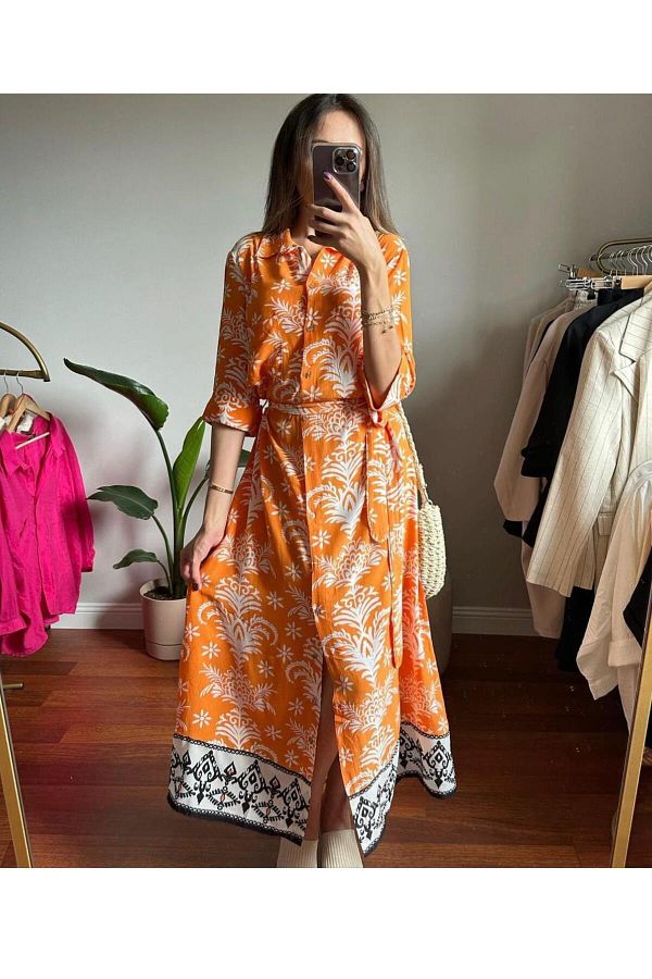 Sobe Dress Orange Basic Trendyol