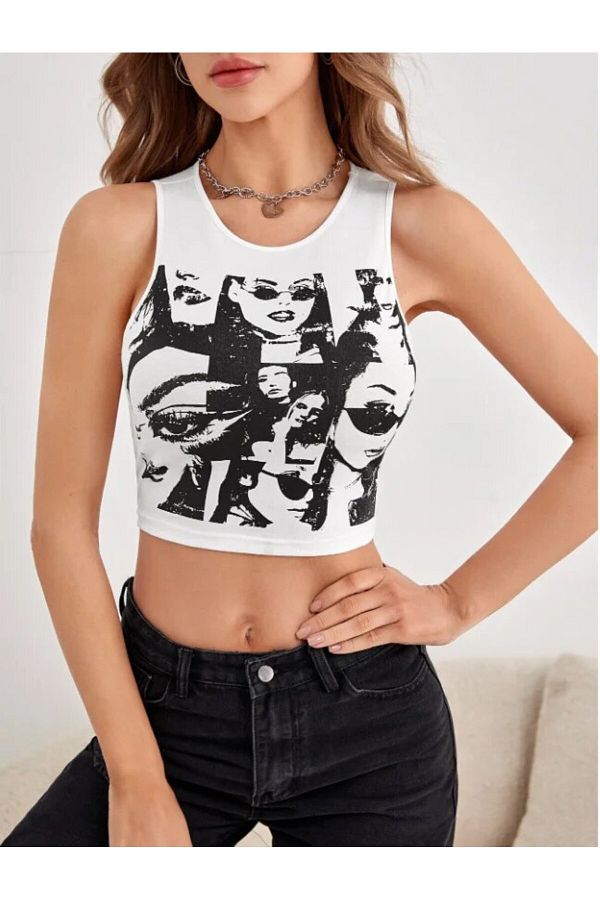 Graphic crop tank tops hot sale