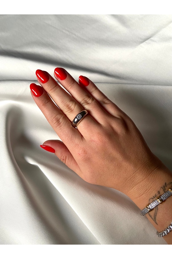 CC-Adjustable Silver Embedded Stone Ring 1