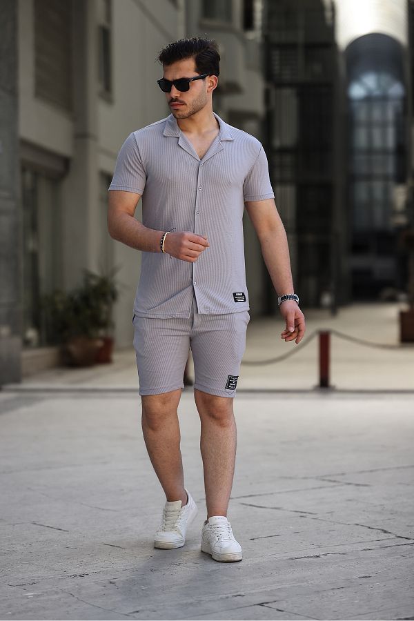 Grey pinstripe shorts hot sale