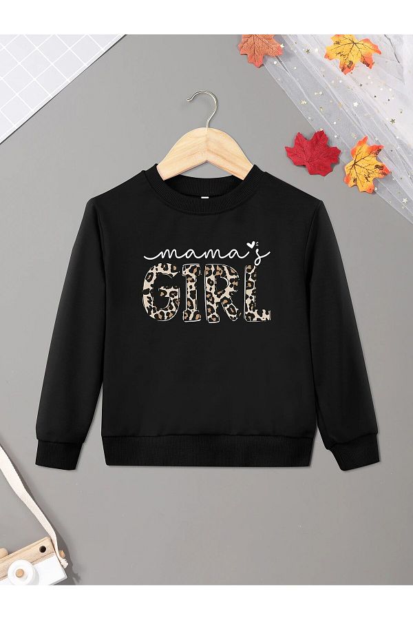 Choice Girls Letter Mama s Girl Print Kid Sweatshirt Trendyol