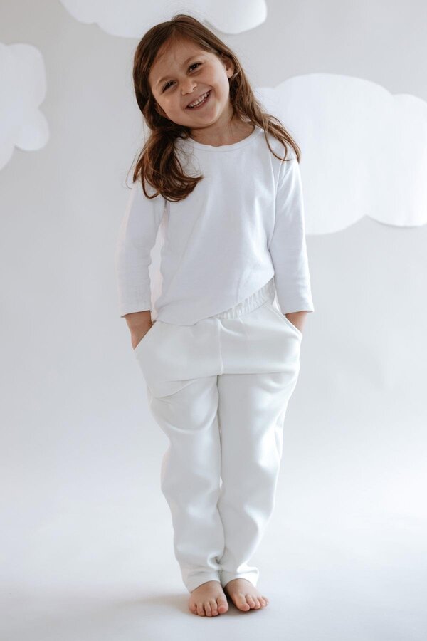 C&City-Girl's Straight Leg Sweatpants 870 Ecru 1