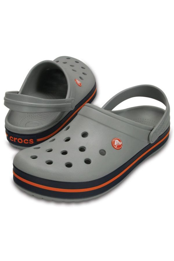 Crocs Unisex Gray Orange Striped Crocband Slippers 11016 01U Trendyol