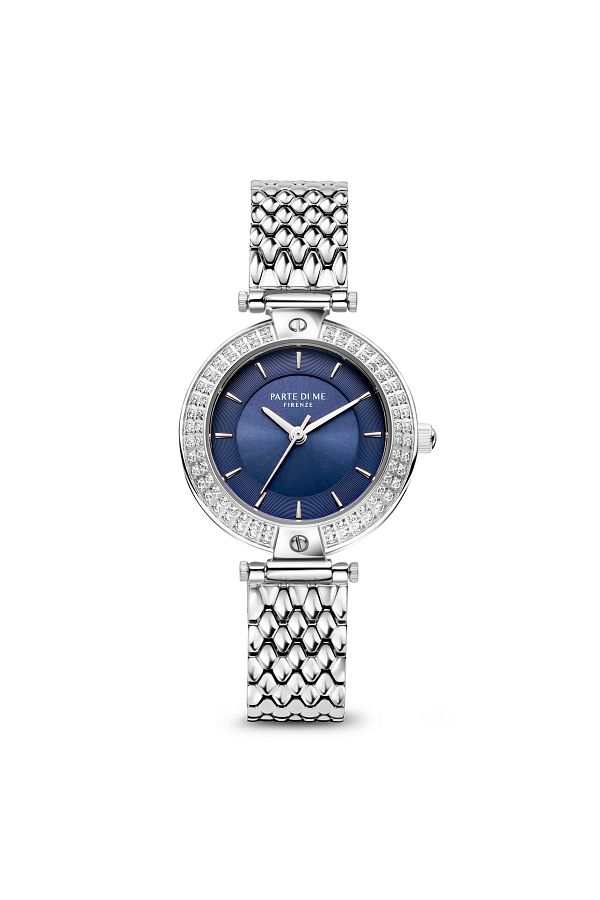Parte di Me-Orologio Rond Damenuhr Silberfarben und Blau PDM09012 1