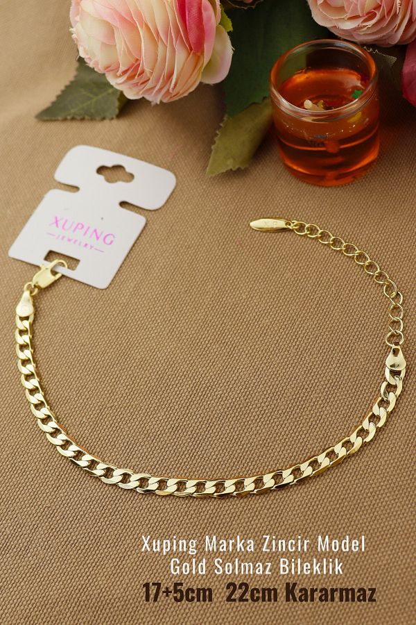 Keyifli Hayaller Xuping Bracelet Vip Xuping Brand Gold Chain Model Bracelet 17 5cm New Season Trendyol