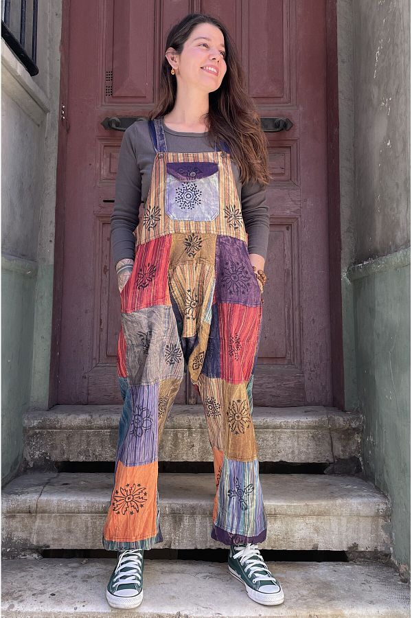Bohoyasam Boho Nepal Patchwork Jumpsuit Maternity Jumpsuit Hippie Jumpsuit Loose baggy Jumpsuit Festival outfit Bohemian Trendyol