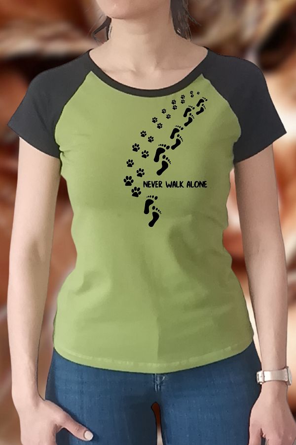 Kurun's Collection-Never Walk Alone Printed Raglan Short Sleeve T-shirt 1