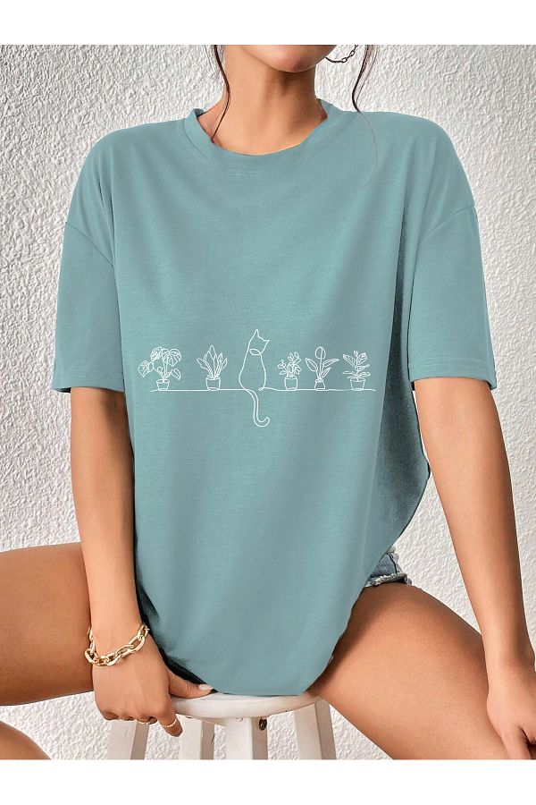 PENTHİLUS-cat printed T-shirt plus size 1