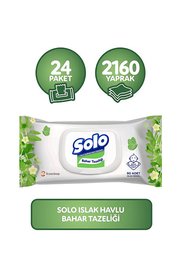 Solo Islak Havlu Kapaklı 90 Yaprak 24'lü Set