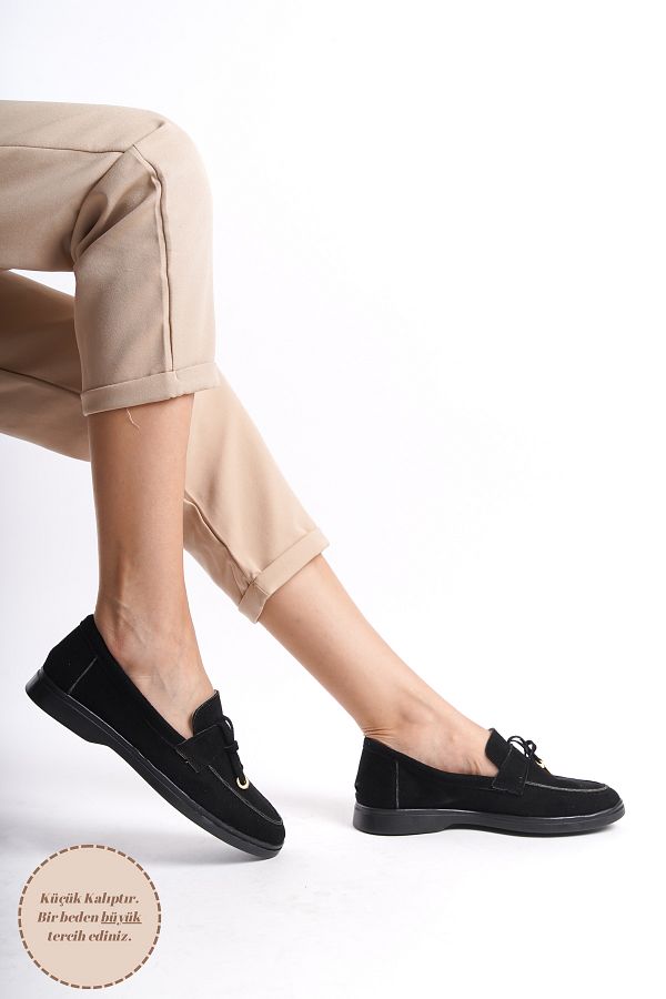 en7 Black Suede Women s Loafer Shoes 218 Trendyol
