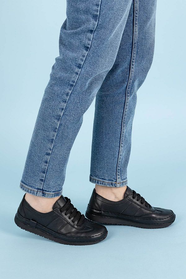 Getcho-Garete Damen Sportschuhe aus echtem Leder in Schwarz 1