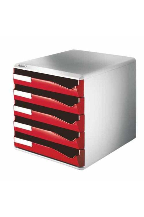Leitz-Document Rack with Drawer Plastic 5 Piece Red 5280 1