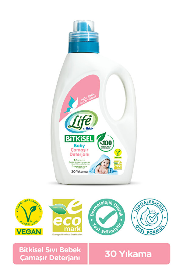 Life By Fakir Bitkisel Baz Vegan Sıvı Bebek Çamaşır Deterjanı 1500 ml