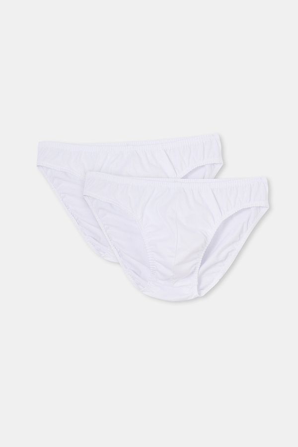 Dagi-Weißes, zweiteiliges Slip-Höschen aus gekämmter Baumwolle 1