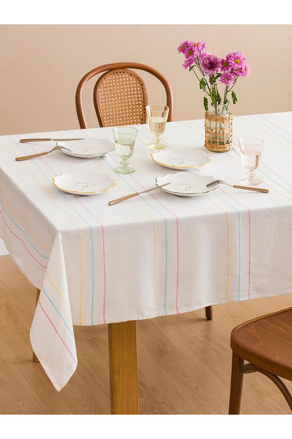 LC Waikiki-LCW HOME Line Patterned Tablecloth 150x200 Cm 1
