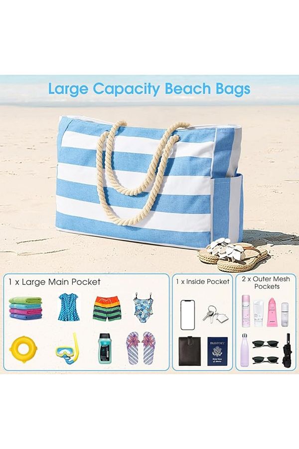LUPPER Beach bag waterproof beach bag large zipper large beach bag XXL family shopping ca Trendyol