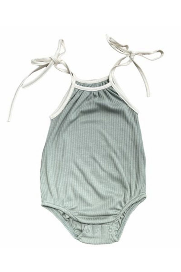 Little Basics-Stringed Corded Romper - Sage 1
