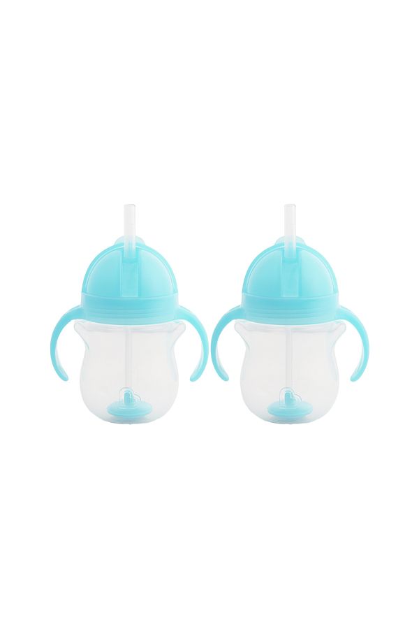 Munchkin-Click Lock Tip Drinking Cup with Straw Blue, 6 months, 207ml, Pack of 2 1