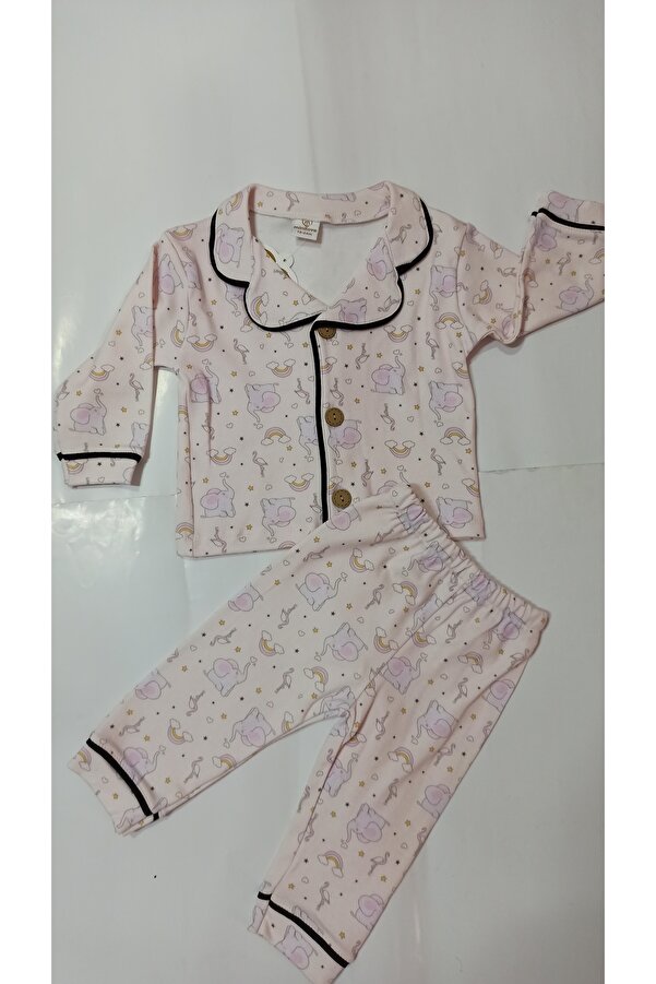 minilovebaby Yuvarlak yakalı biyeli bebek pijama takımı