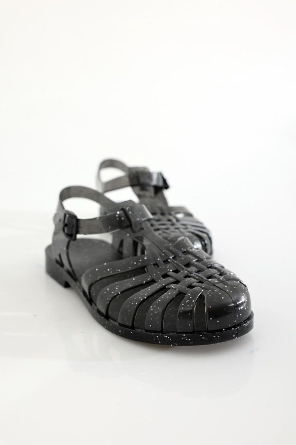5in1Canpolat Black Glitter Jelly Sandals Trendyol