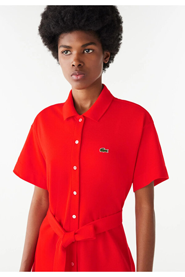 Lacoste Women's Lacoste Belted Piqué Polo Dress- Trendyol