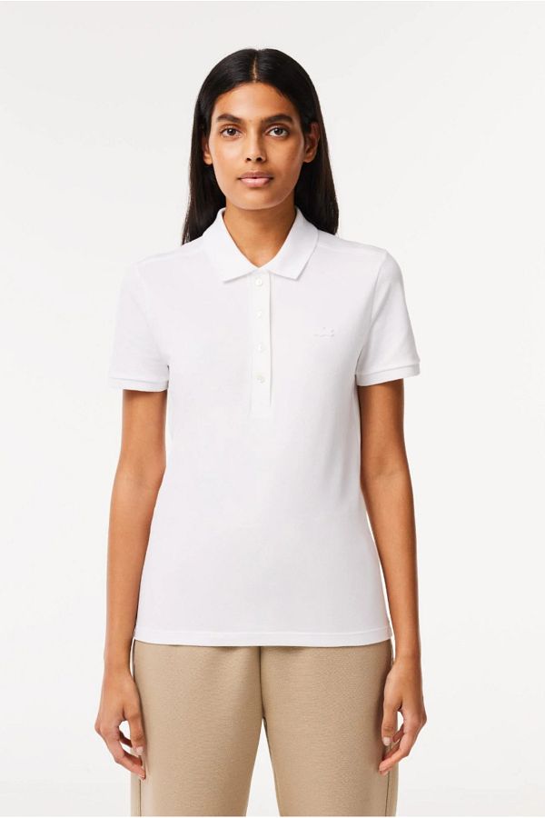 Women's slim fit stretch mini piqué polo shirt outlet