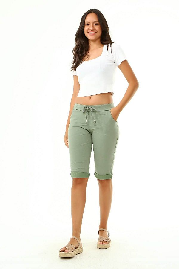 Khaki skinny bermuda shorts sales