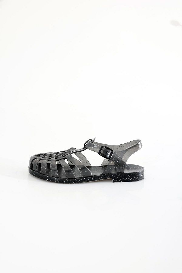 Black glitter jelly sandals online