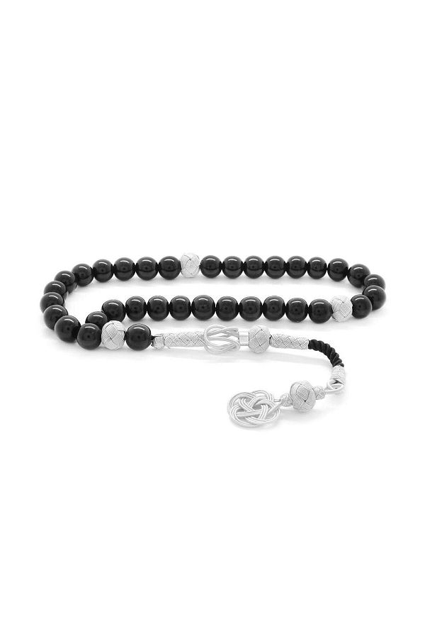 Tesbihane-1000 Sterling Silver Kazaz Tasseled Russian Oltu Rosary101000303 1