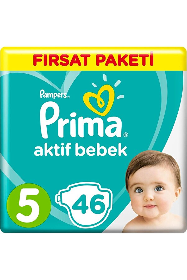 Prima Bebek Bezi Aktif Bebek Eko Paket 5 Beden 46 Adet