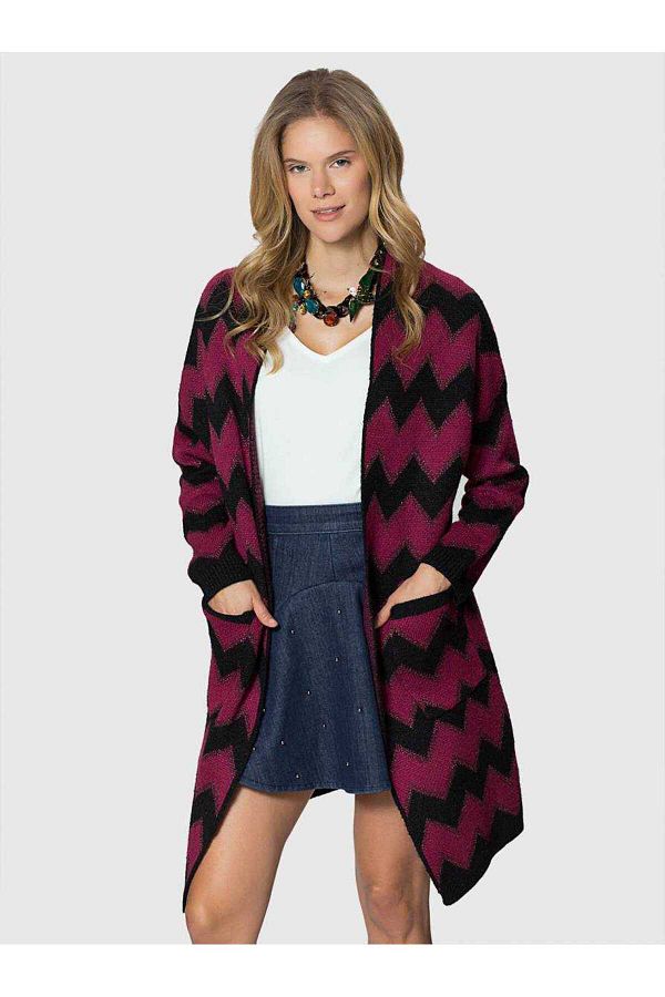 Roman Glitter Zig Zag Patterned Knitwear Cardigan Standard Color K1879109 089 Trendyol